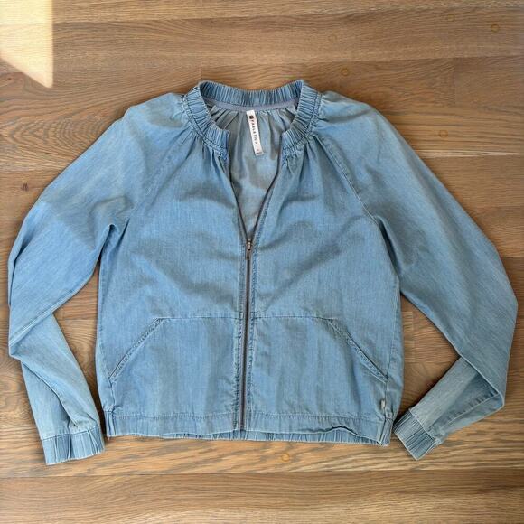 Fabletics Jackets & Blazers - Fabletics Lightweight Chambray Bomber Style Zipper Jacket